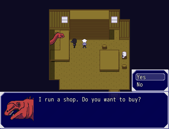 A screenshot of sauropod shopkeep Astrodon Johnstoni