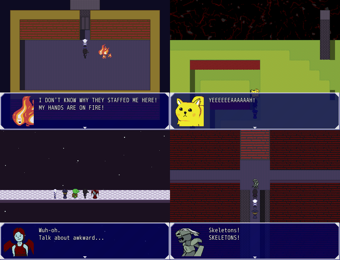 Screenshot of enemies in Nocturne saying things before battles