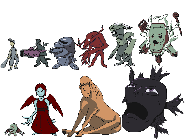 A variety of DZF2's enemies