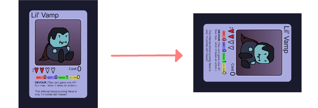 Cards that cannot take actions may be rotated horizontally.