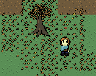 Darcy's Yurt Adventure screenshot. A woman stands next to a tree.